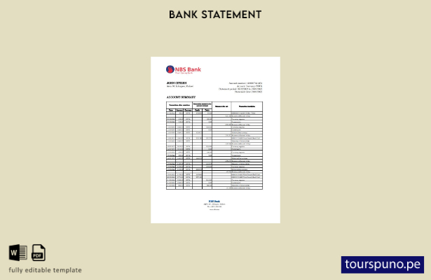 listo para imprimir plantilla de Excel de extracto bancario de Malawi NBS